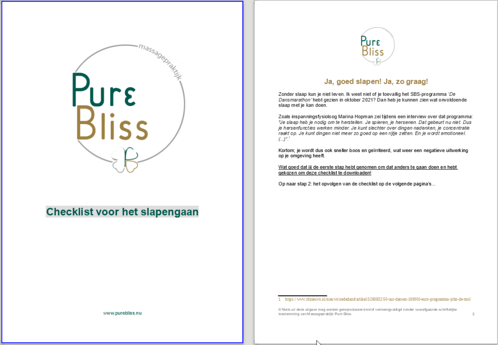 checklist slapen